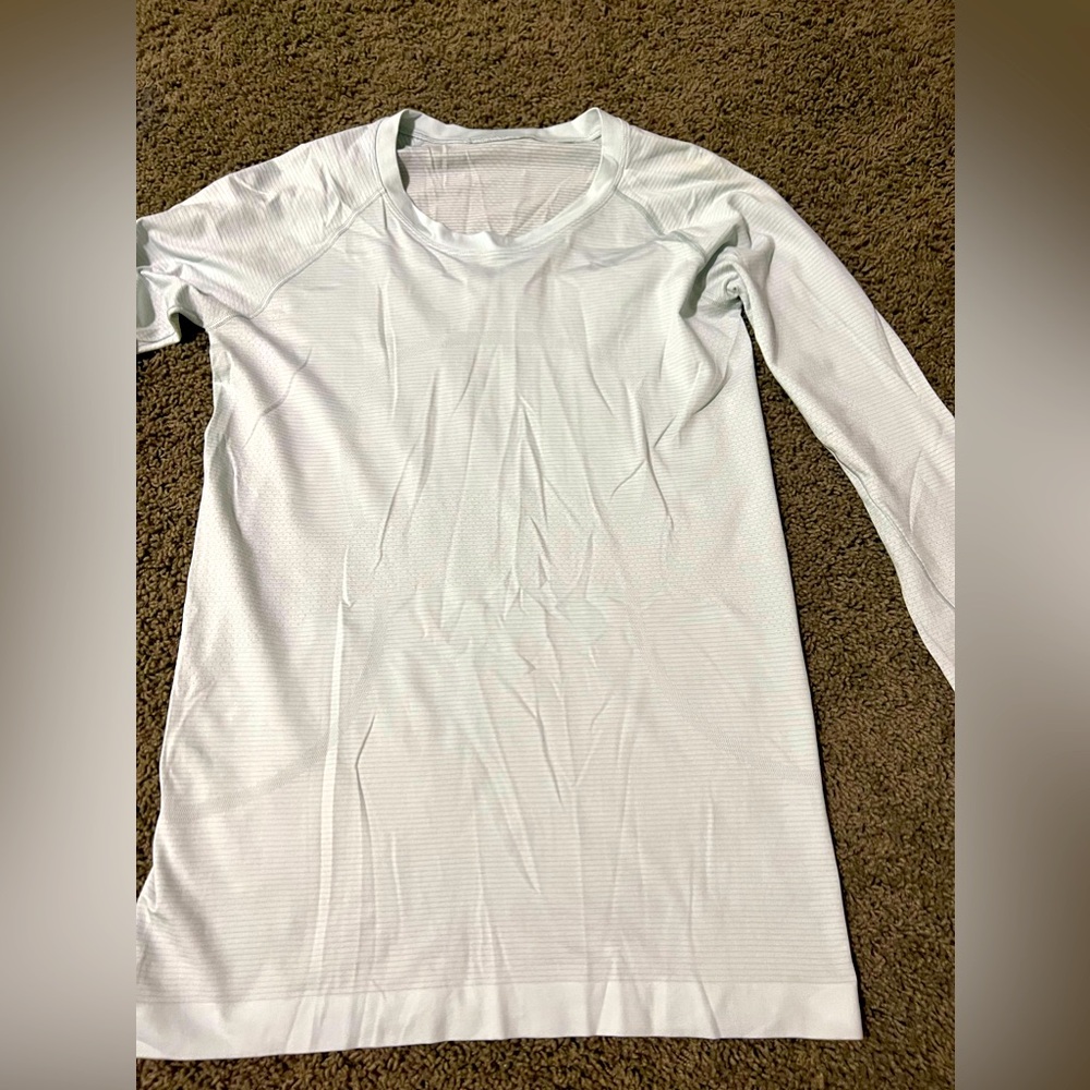powder blue Lululemon swiftly long sleeve, size 8
